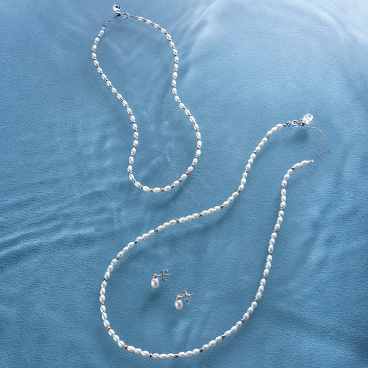 Clogau Welsh Beachcomber Silver and Pearl Necklace