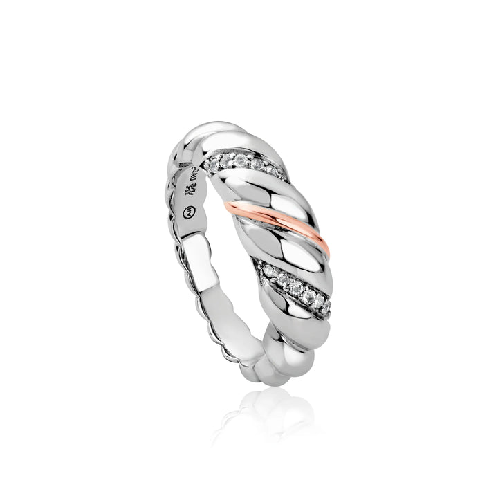 Clogau Lovers Twist Silver Slim Ring