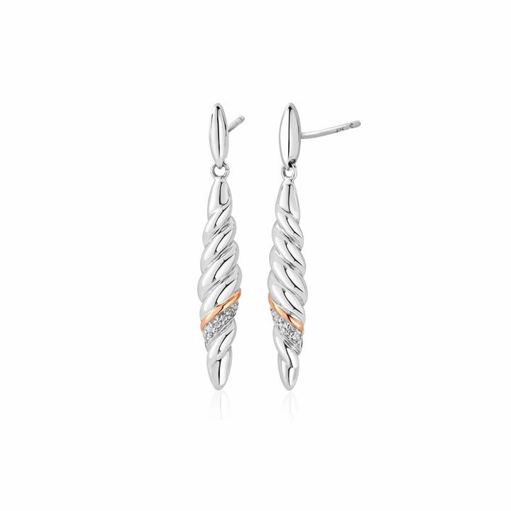 Clogau Lovers Twist White Topaz Silver Drop Earrings