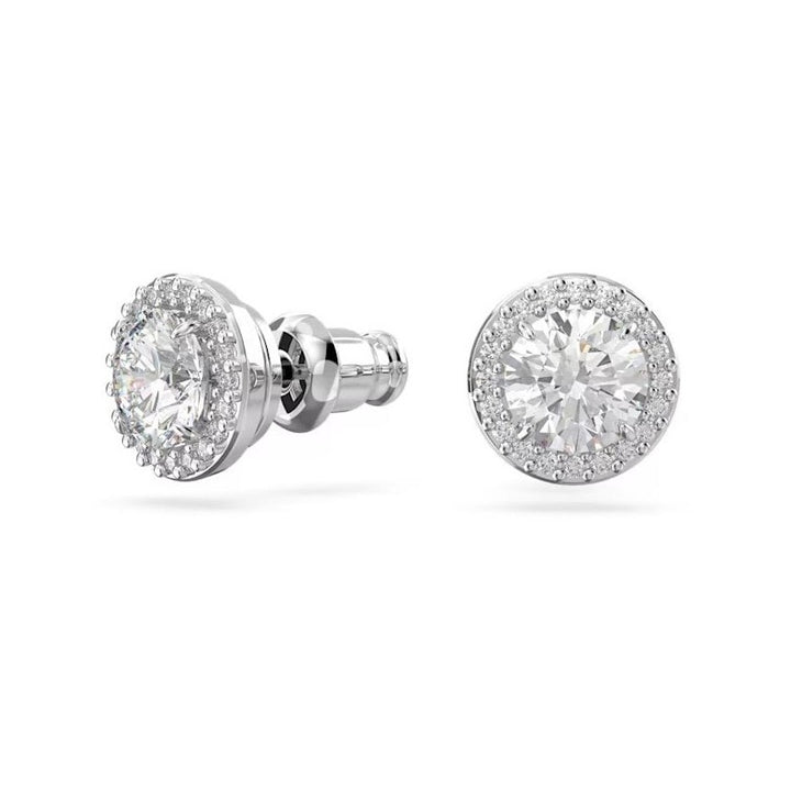 Swarovski Silver Una Round Cut Pave Stud Earrings