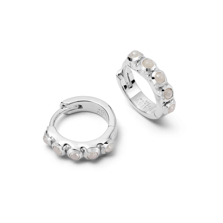 Daisy London Silver Mini Pearl Huggie Earrings