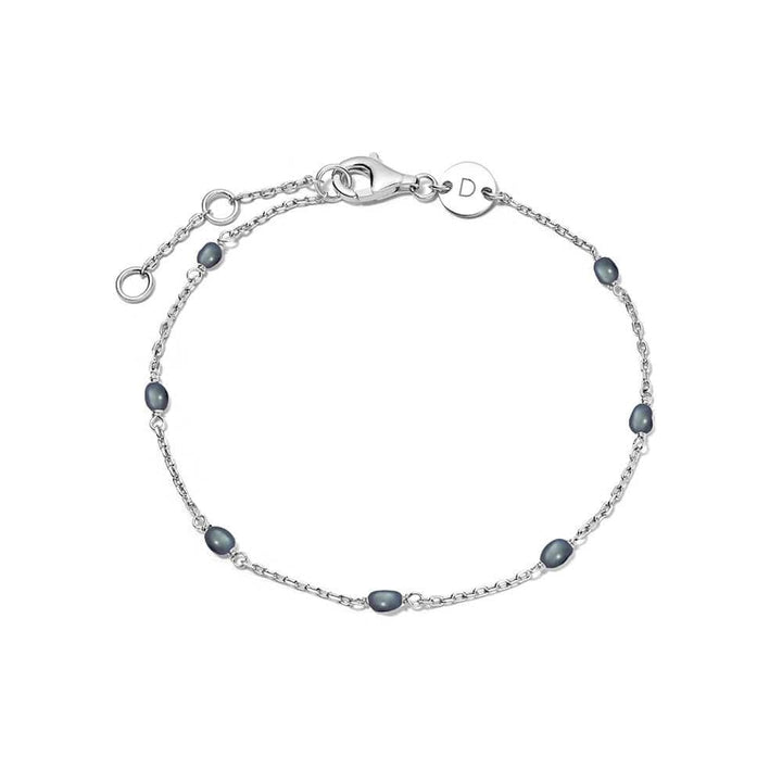 Daisy London Sterling Silver Treasures Black Seed Pearl Chain Bracelet