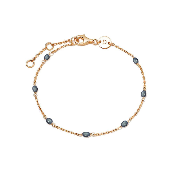 Daisy London 18ct Gold Plate Treasures Black Seed Pearl Chain Bracelet