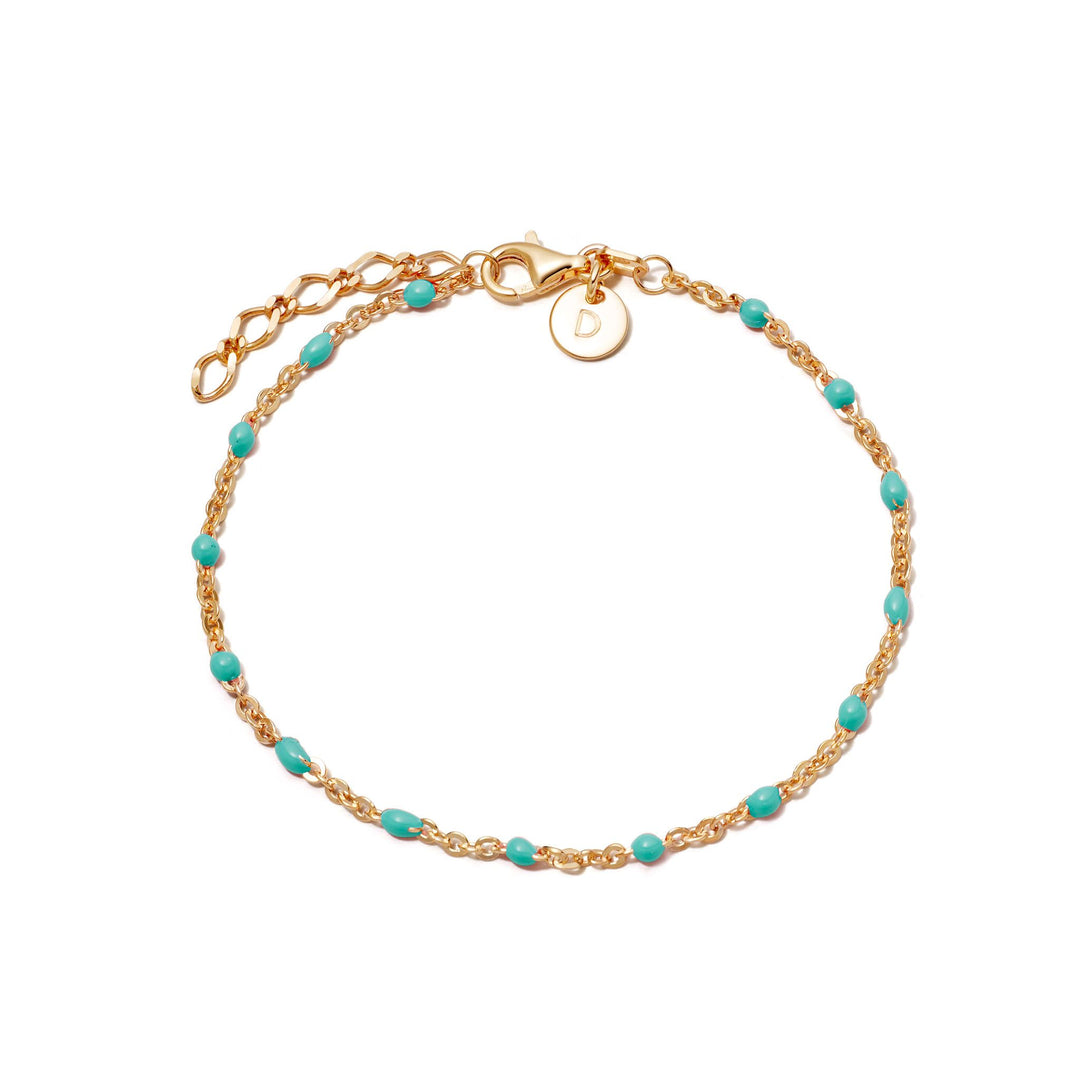 Daisy London 18ct Gold Plate Treasures Turquoise Beaded Bracelet