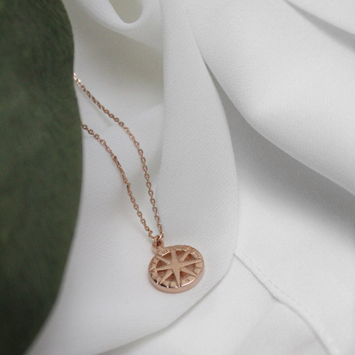 Ol&Co Rose Gold Plated Compass Necklace