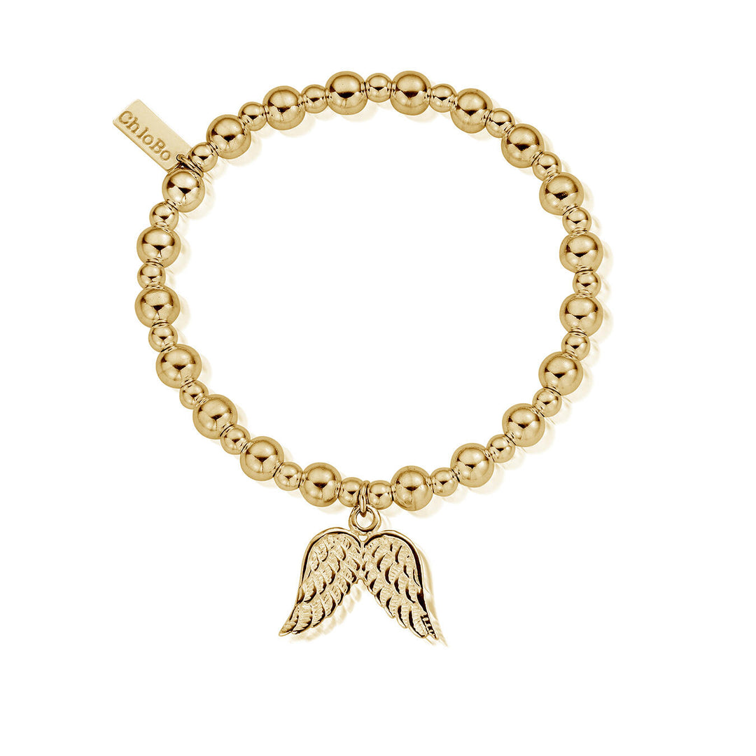 ChloBo Gold Mini Small Ball Angel Wing Bracelet