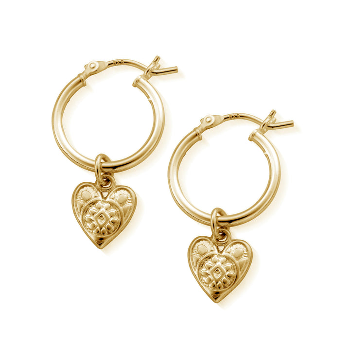 ChloBo Gold Patterned Heart Hoops