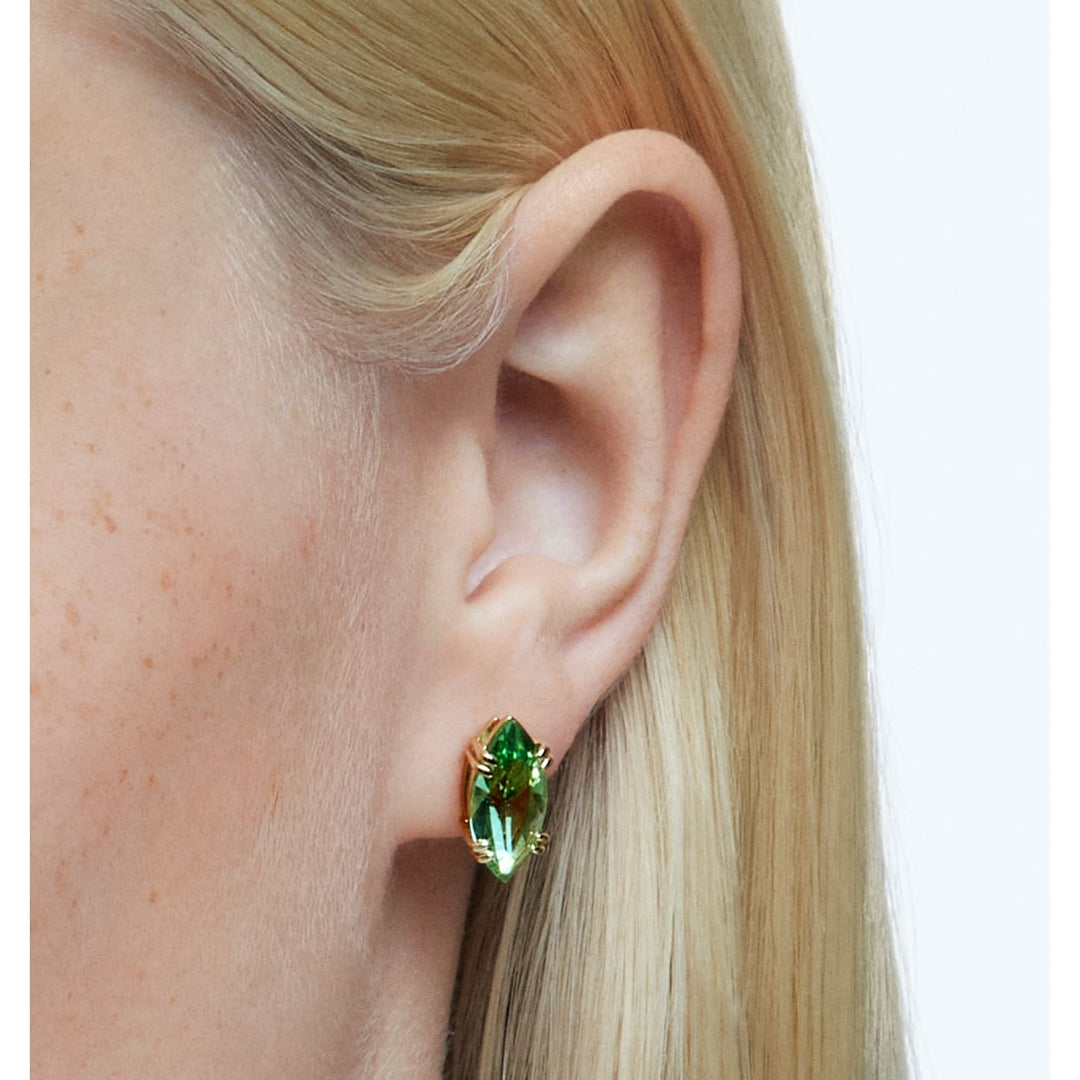 Swarovski Gema Green Gold Tone Stud Earrings
