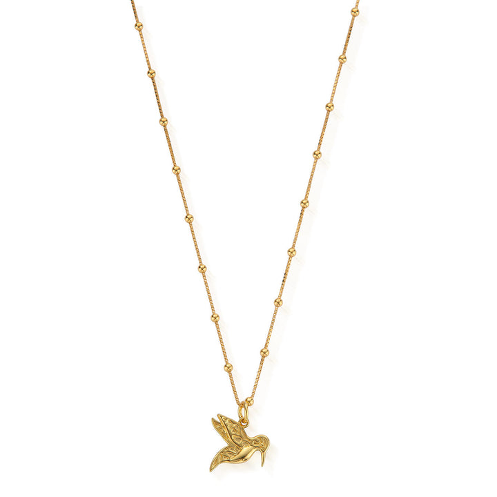 ChloBo Gold Newbie Necklace with Humming Bird Necklace