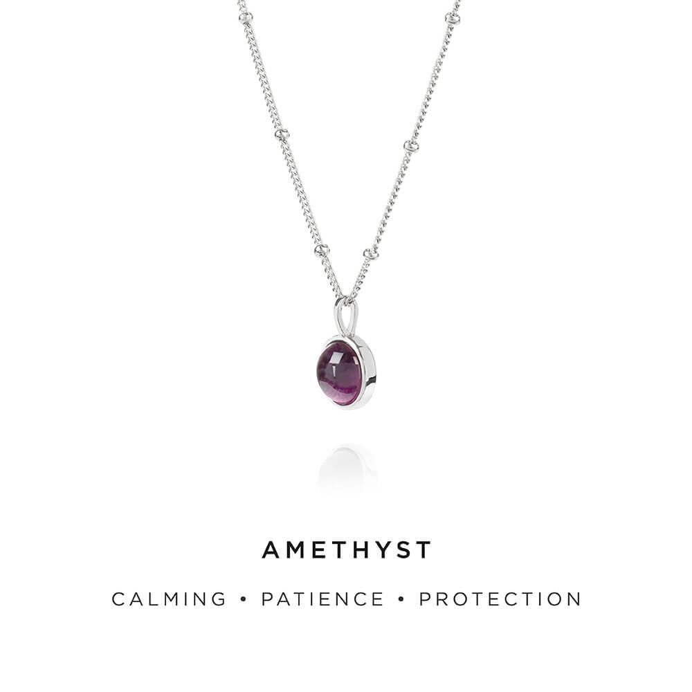 Daisy London Amethyst Healing Stone Silver Necklace