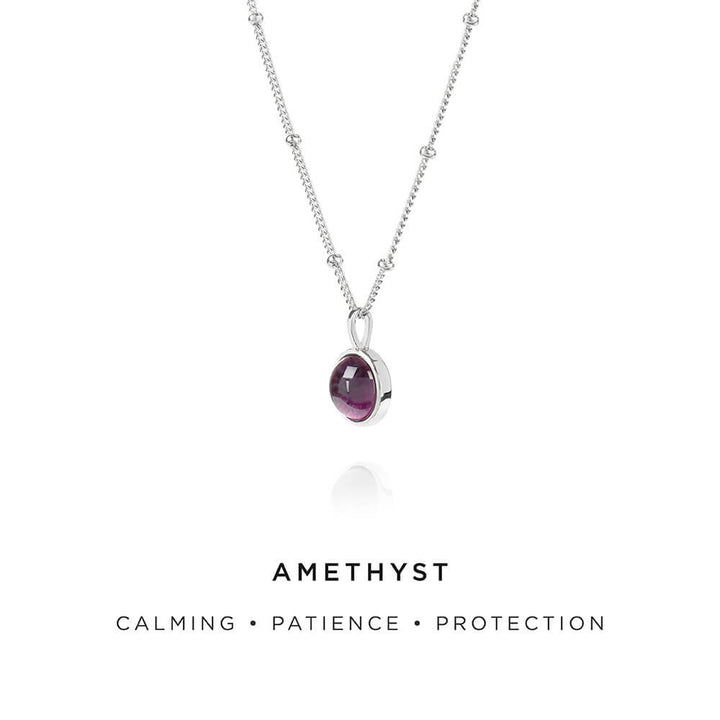 Daisy London Amethyst Healing Stone Silver Necklace