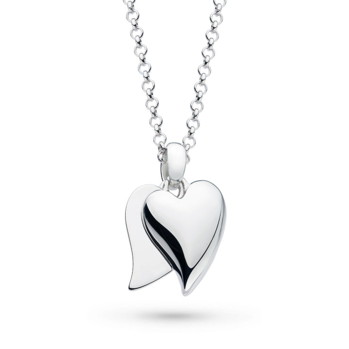 Kit Heath Silver Desire Love Duet Large Heart Necklace