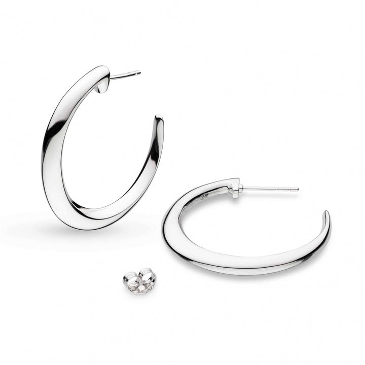 Kit Heath Silver Bevel Cirque Grande Hoop Earrings