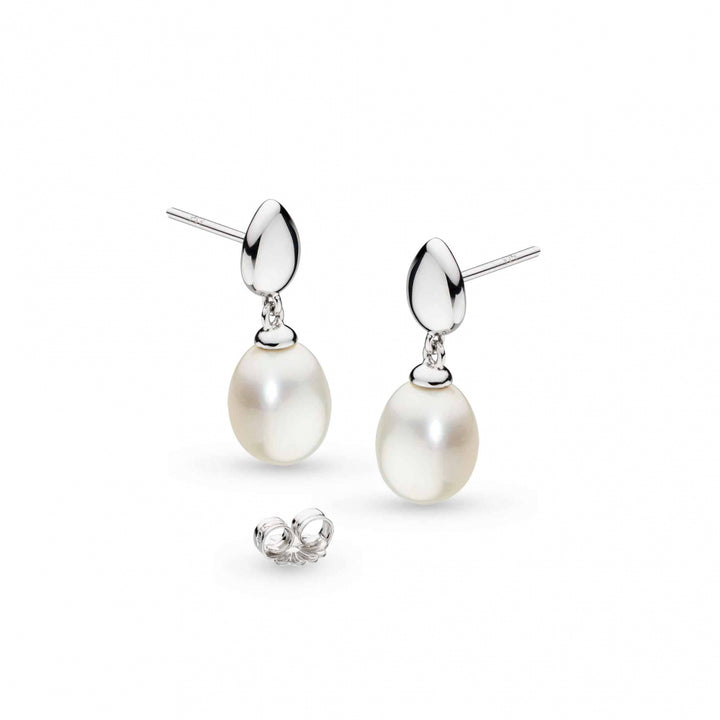 Kit Heath Silver Coast Pebble Pearl Droplet Earrings