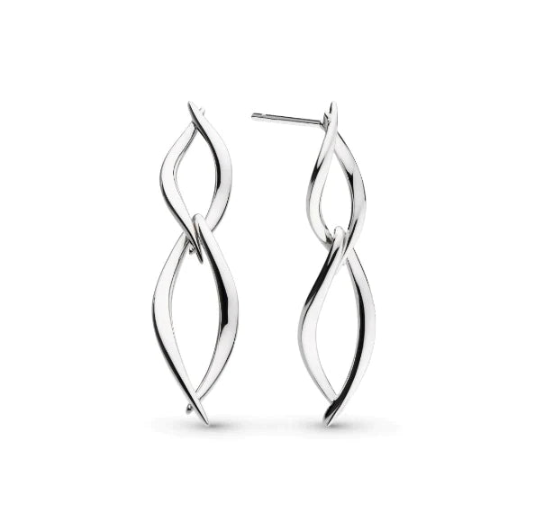 Kit Heath Silver Entwine Twine Twist Duo Link Drop Earrings