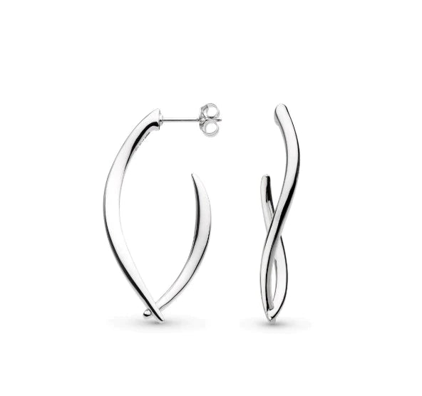 Kit Heath Silver Entwine Twist Link Grande Hoop Earrings