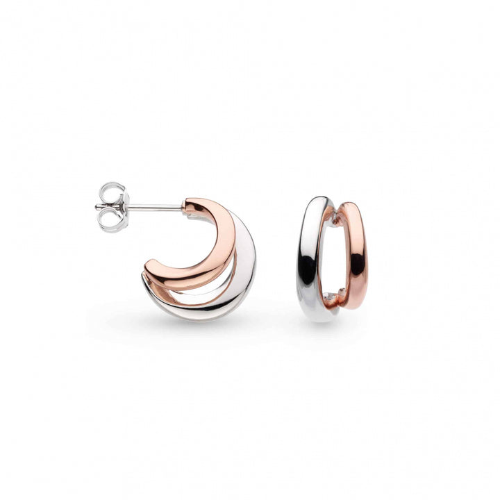 Kit Heath Two Tone Bevel Cirque Blush Twin Hoop Earrings