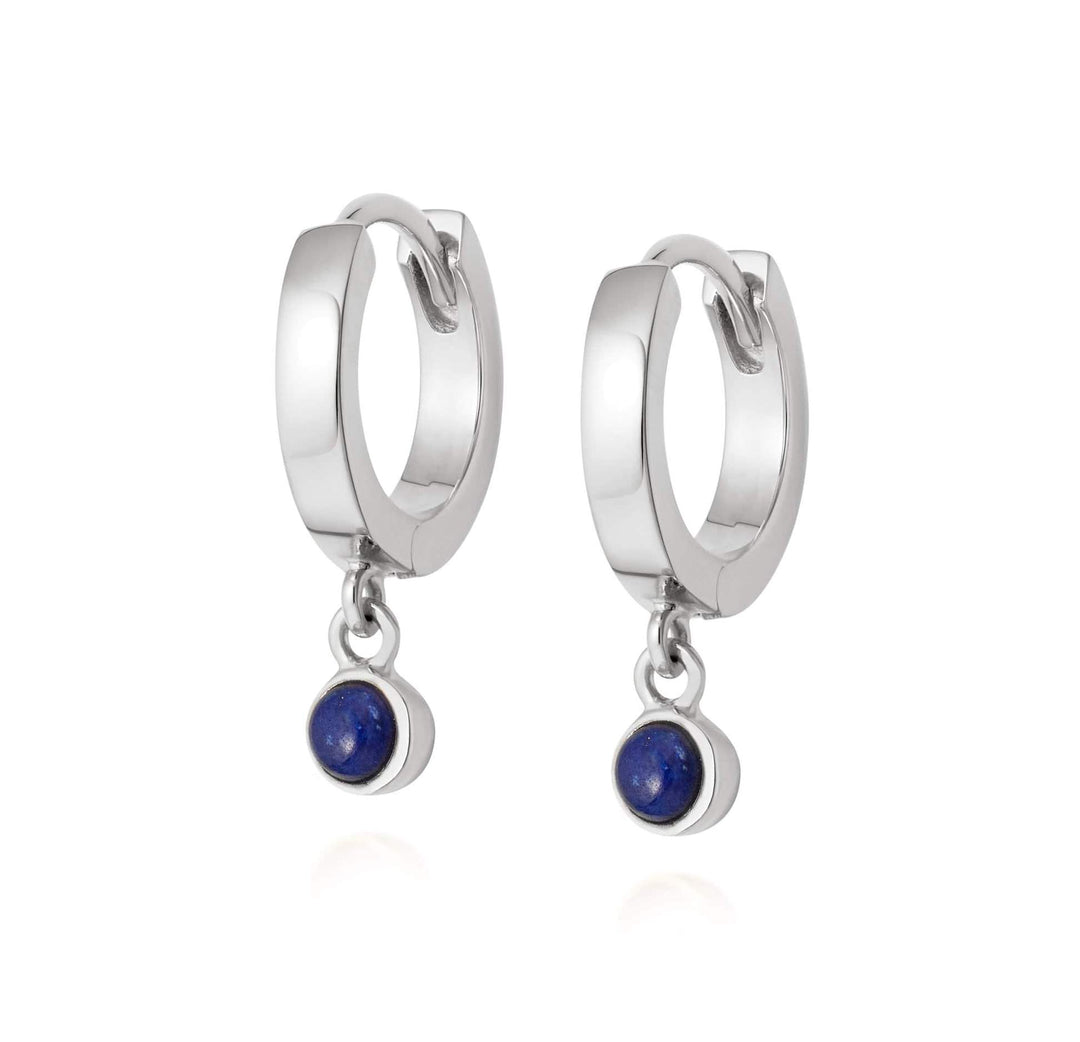 Daisy London Sterling Silver Lapis Healing Huggie Hoops