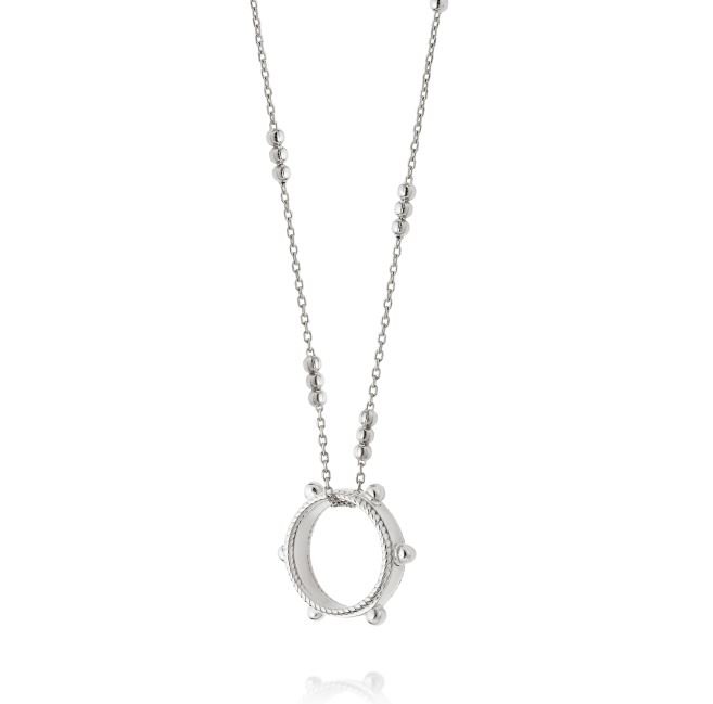 Daisy London Stacked Twisted Rope & Bead Silver Necklace