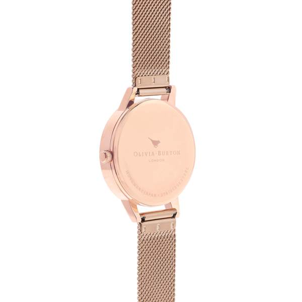 Olivia Burton White Dial & Rose Gold Mesh Watch