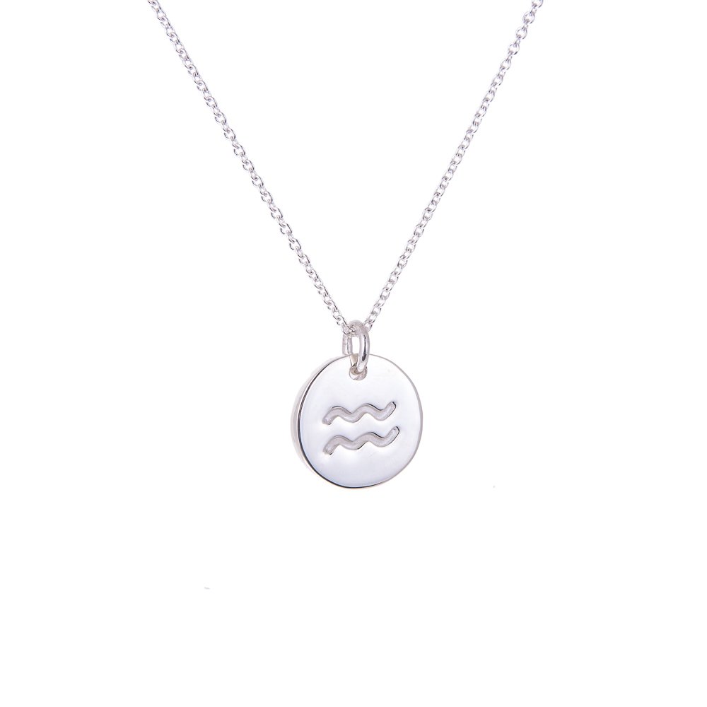 Ol&Co Sterling Silver Aquarius Zodiac Necklace