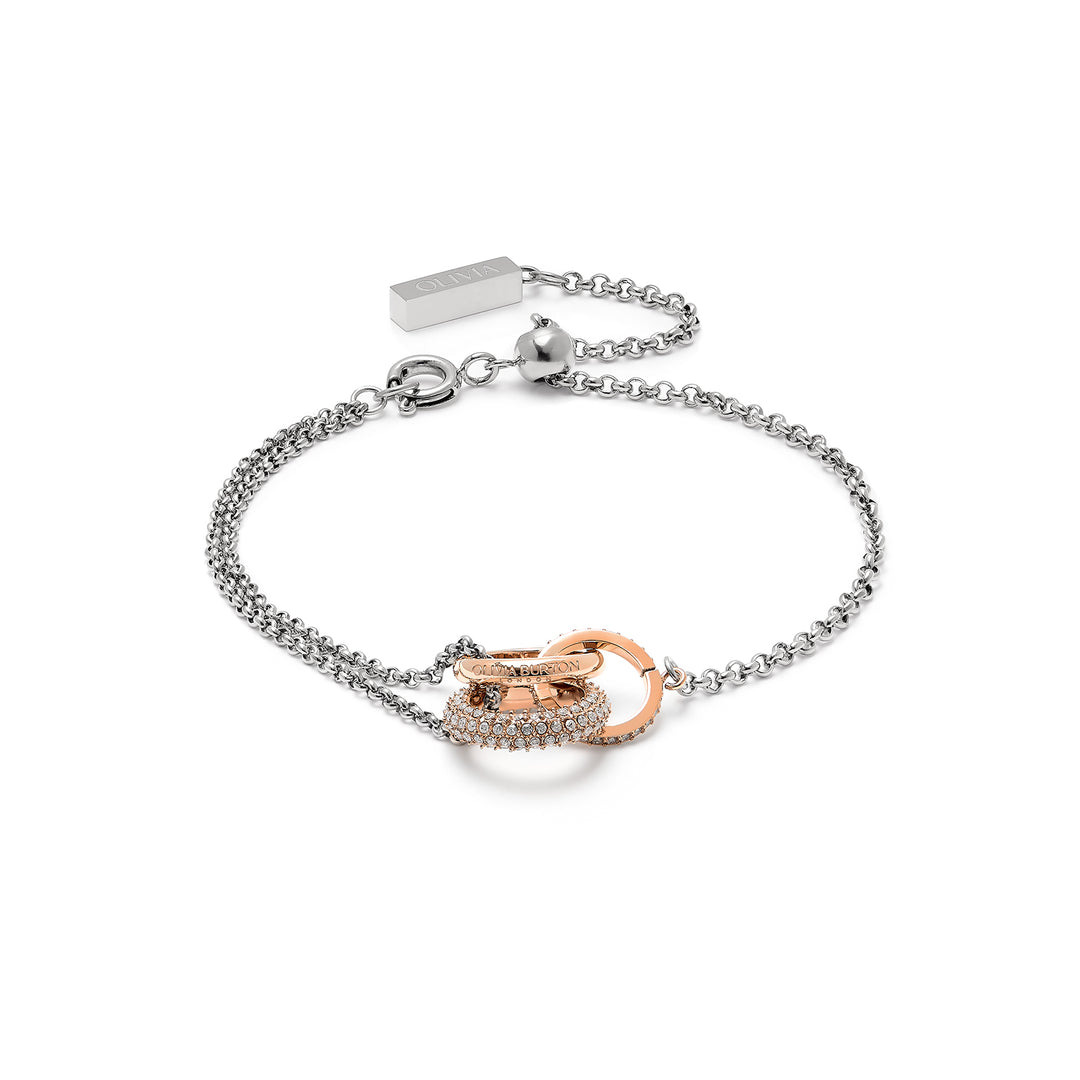 Olivia Burton Silver and Rose Gold Entwine Bracelet