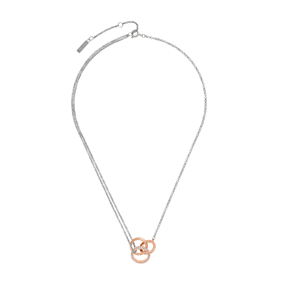 Olivia Burton Silver and Rose Gold Entwine Crystal Necklace