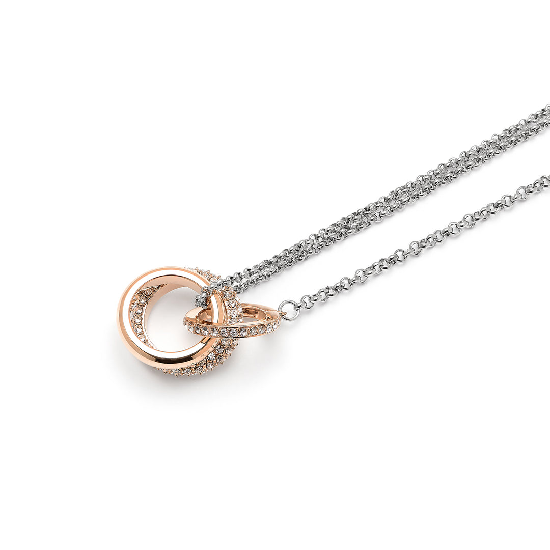 Olivia Burton Silver and Rose Gold Entwine Crystal Necklace