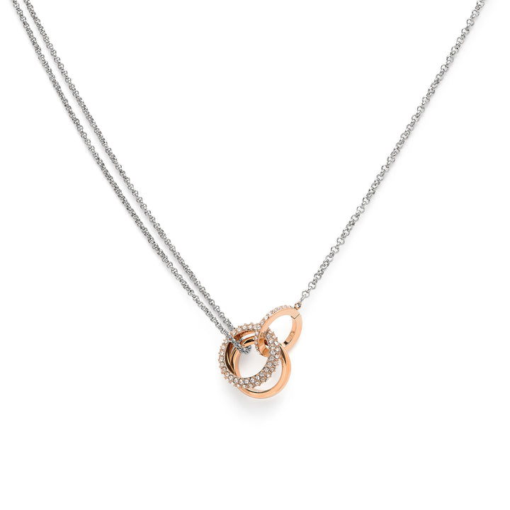 Olivia Burton Silver and Rose Gold Entwine Crystal Necklace