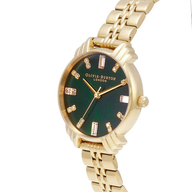 Olivia Burton Gold Art Deco Midi Dial Green Watch