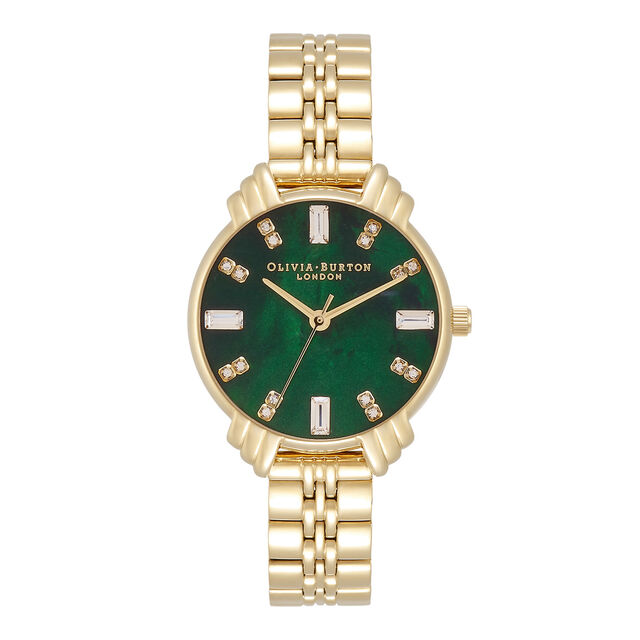 Olivia Burton Gold Art Deco Midi Dial Green Watch