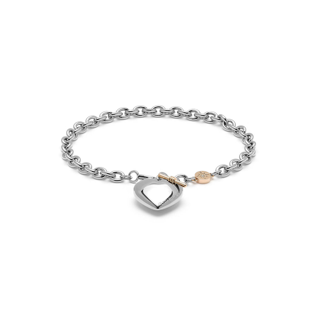 Olivia Burton Silver and Rose Gold Knot Heart Bracelet