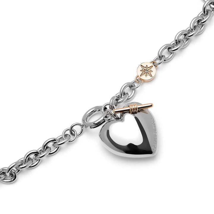 Olivia Burton Silver and Rose Gold Knot Heart Bracelet