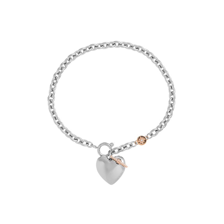 Olivia Burton Silver and Rose Gold Knot Heart Bracelet