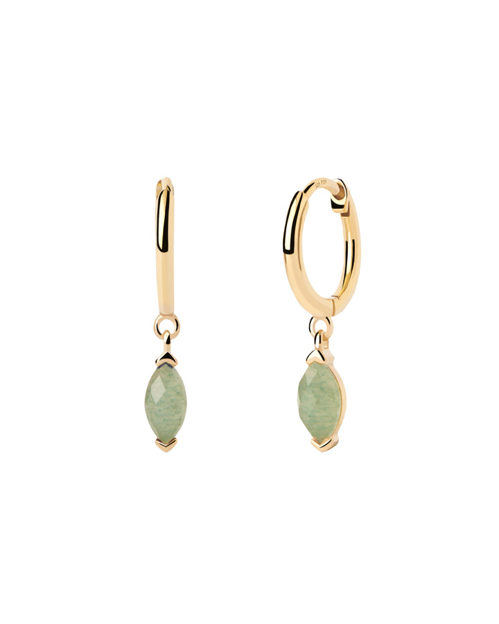 PDPAOLA Gold Green Aventurine Nomad Hoops