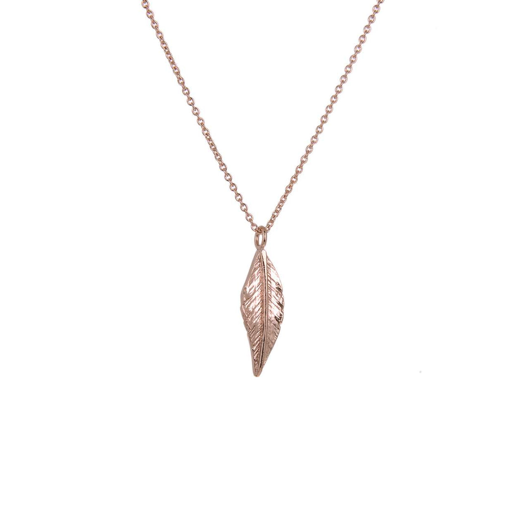 Ol&Co Rose Gold Plated Feather Necklace