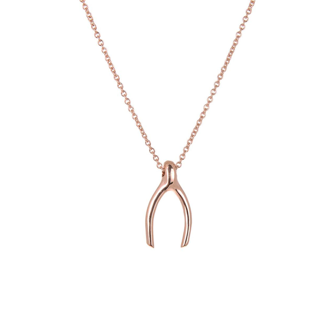 Ol&Co Rose Gold Plated Wishbone Necklace