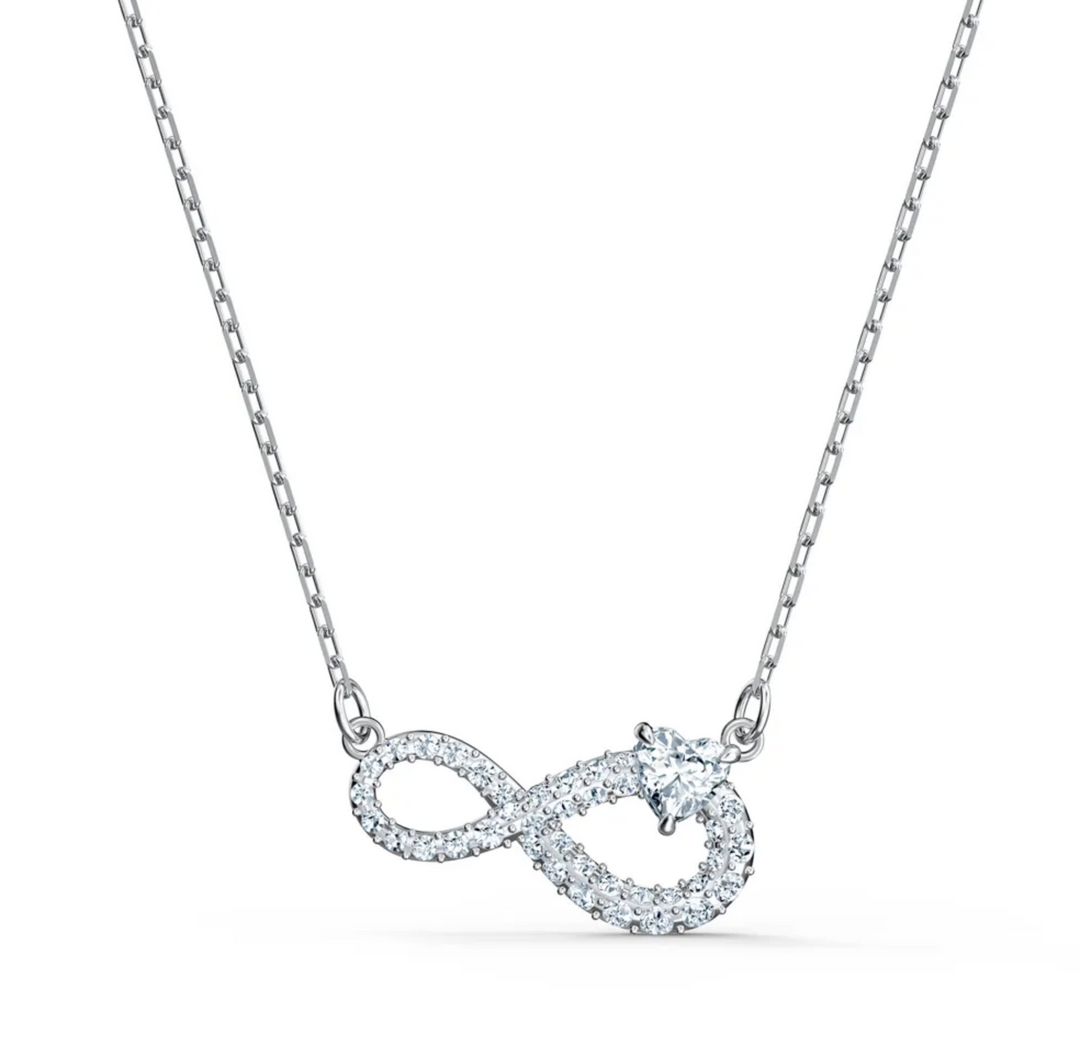 Swarovski Rhodium Plated Infinity White Crystal Necklace