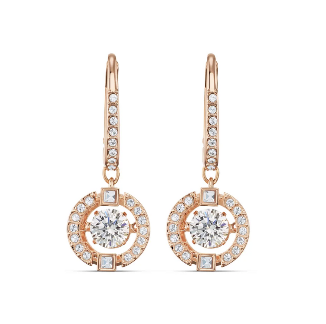 Swarovski Rose Gold Tone Sparkling Dance White Crystal Earrings