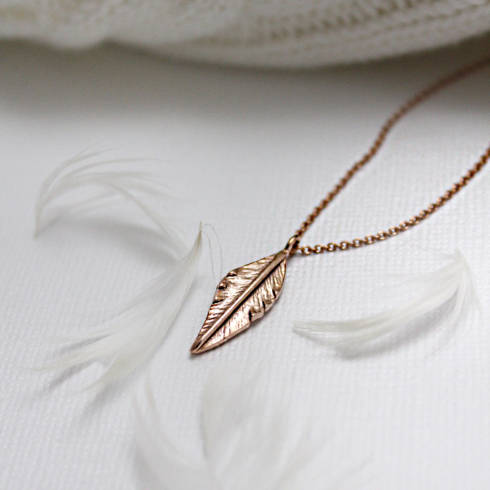 Ol&Co Rose Gold Plated Feather Necklace