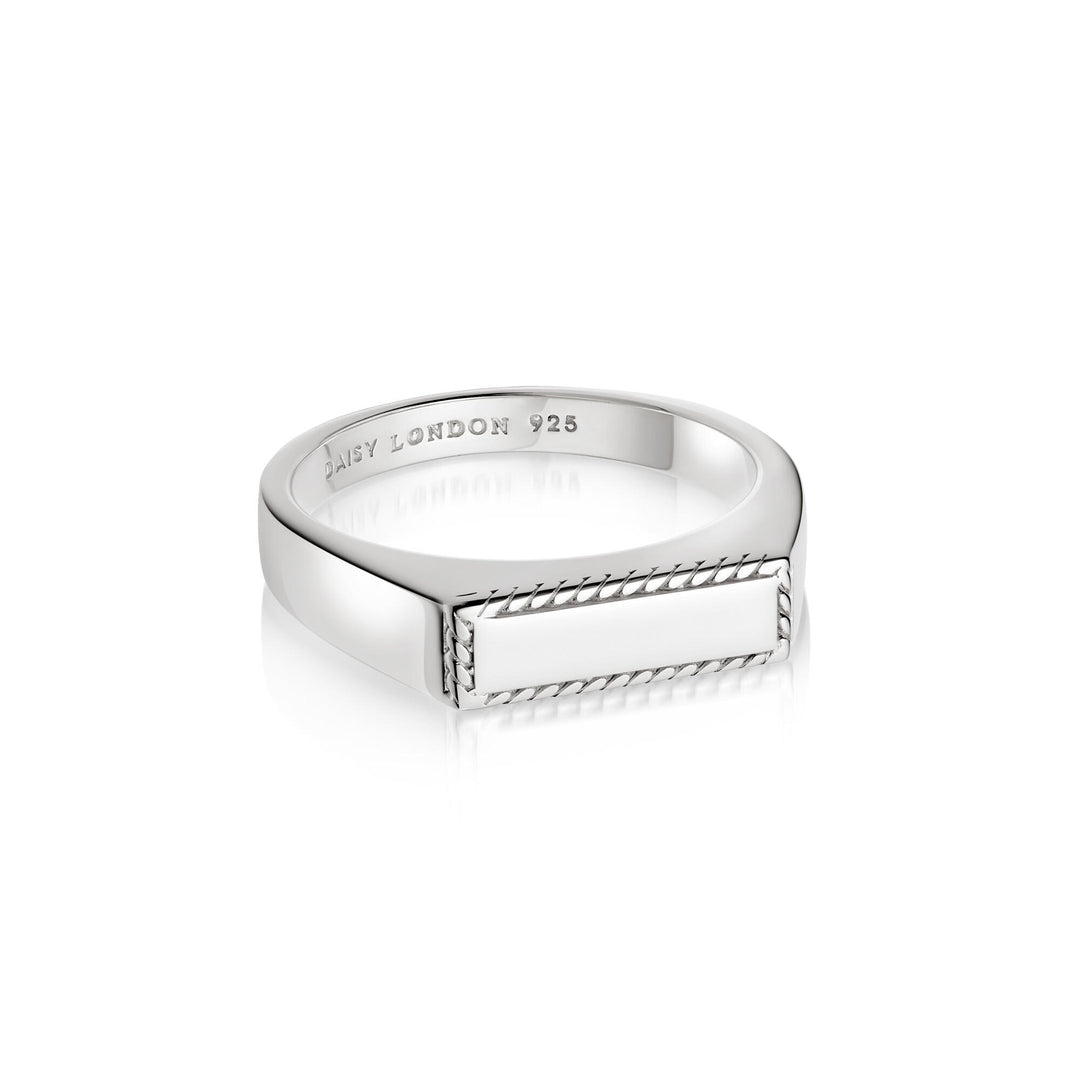 Daisy London Stacked Twisted Rope Silver Signet Ring