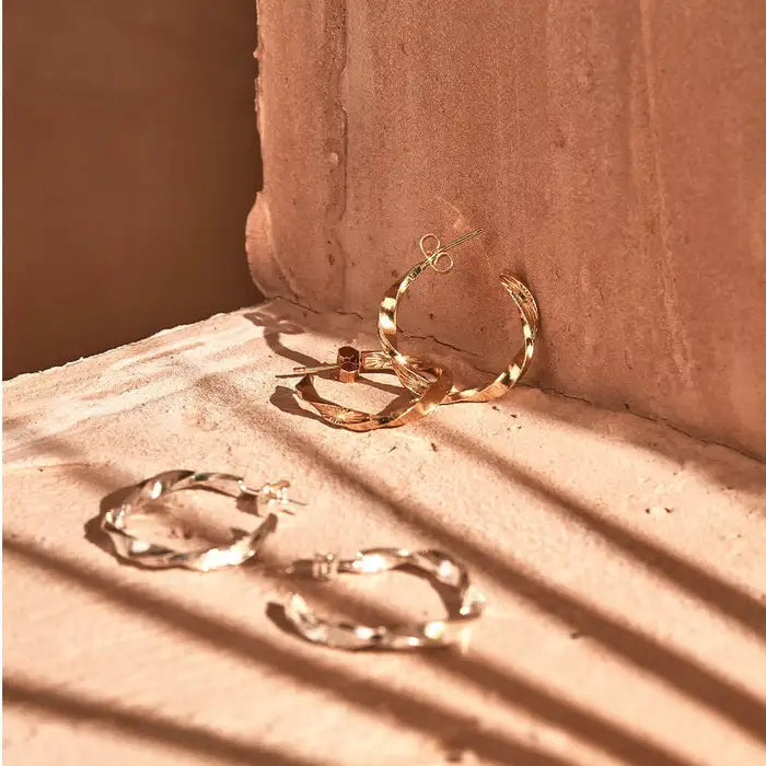 ChloBo Gold Sun Twisted Hoop Earrings