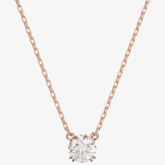 Swarovski Rose Gold Stilla Round Cut Pendant Necklace