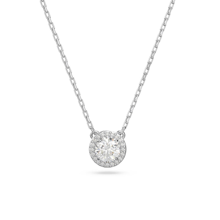 Swarovski Silver Una Round Cut Pave Necklace