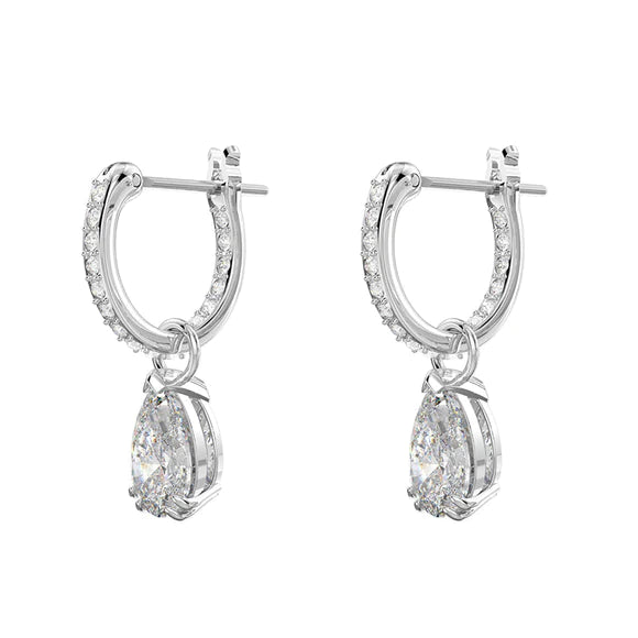 Swarovski Silver Stilla Pear Cut Hoop Earrings