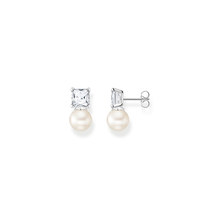 Thomas Sabo Silver Pearl and Clear CZ Stud Earrings