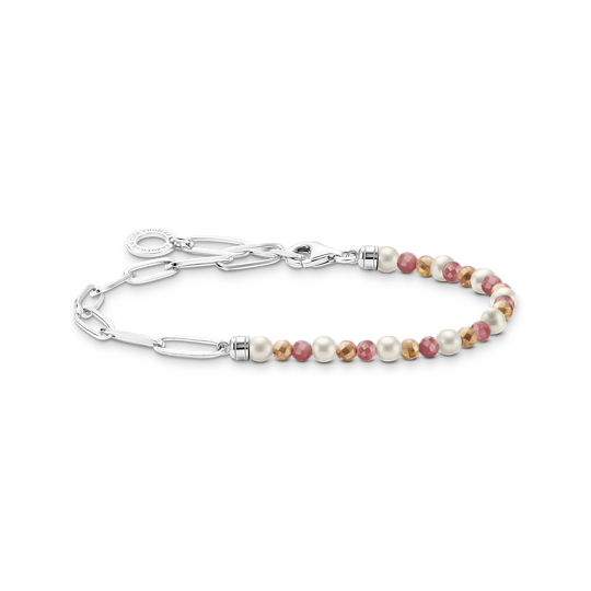 Thomas Sabo Silver Link Pink and Pearl Charm Bracelet