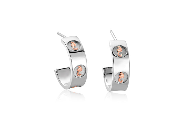 Clogau Tree of Life Insignia Silver Half-Hoop Earrings